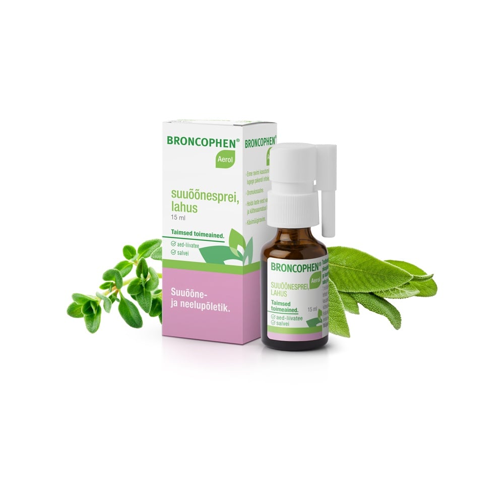 BRONCOPHEN AEROL SUUÕÕNESPREI LAHUS 290MG+290MG 1ML 15ML N1