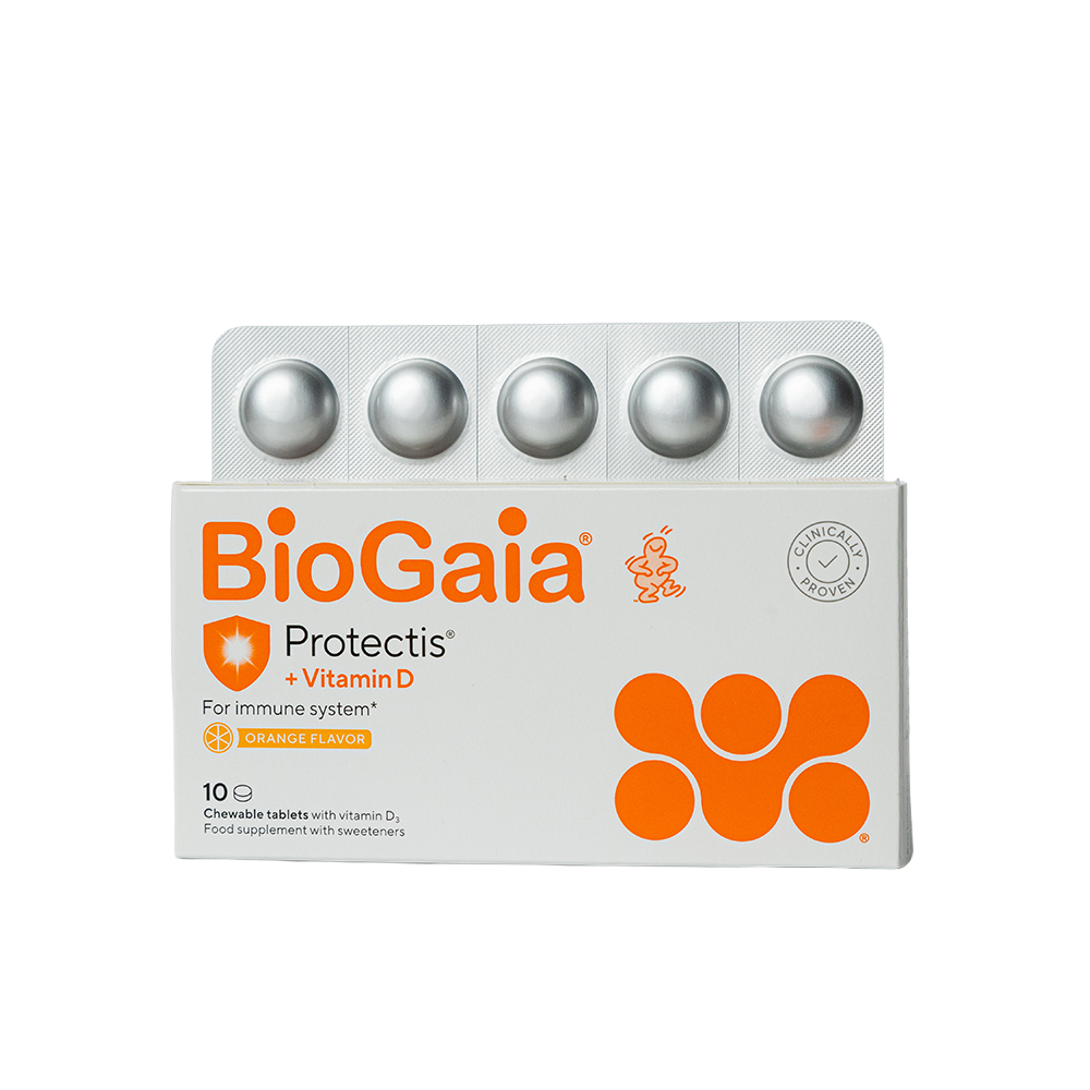 BIOGAIA PROTECTIS PIIMHAPPEBAKTERID+VITAMIIN D3 TBL N10
