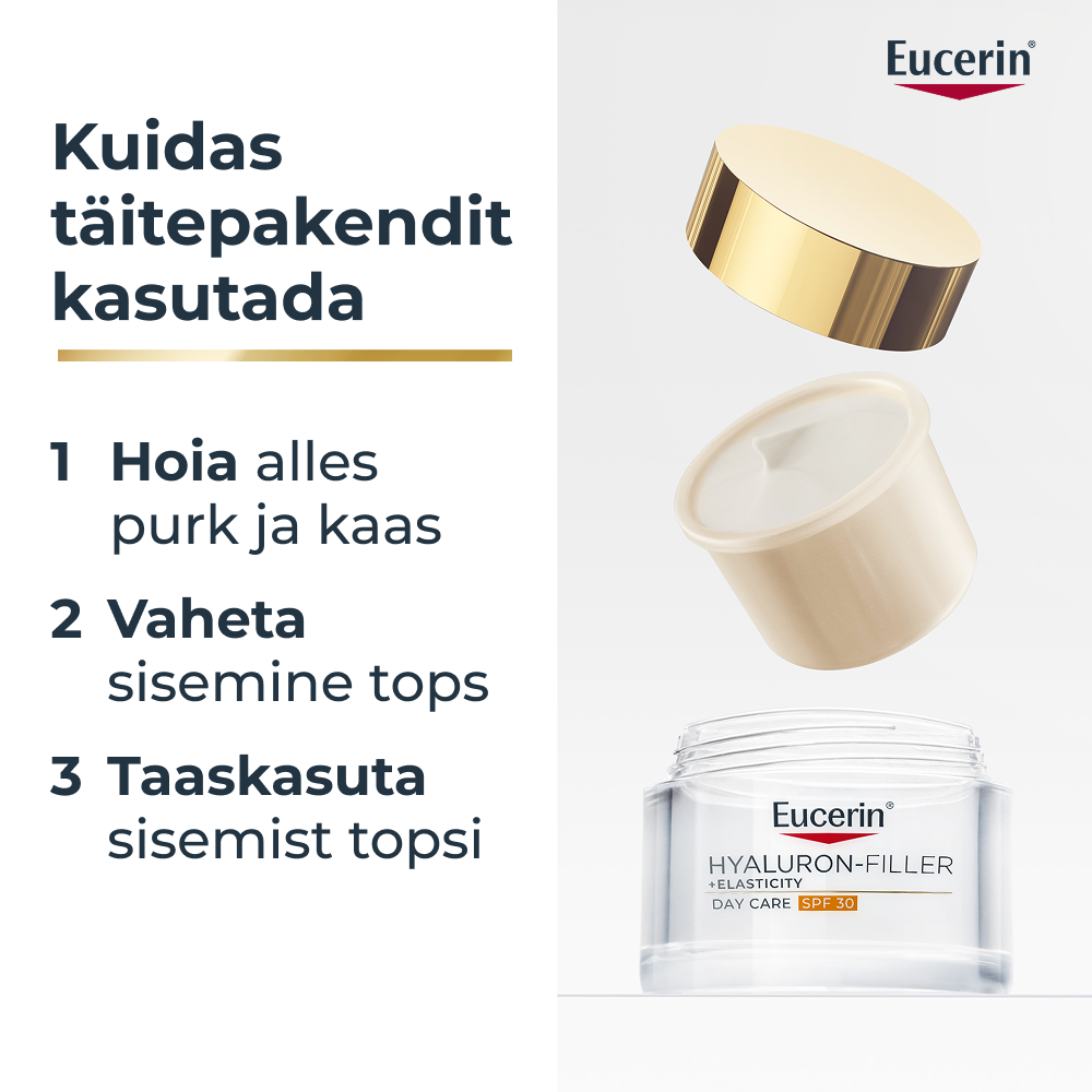 EUCERIN HYALURON-FILLER + ELASTICITY PÄEVAKREEM SPF30 TÄITEPAKEND 50ML