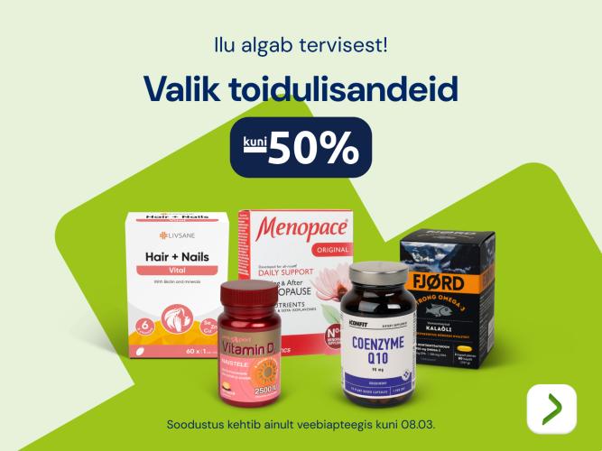 Valik toidulisandeid kuni  50%