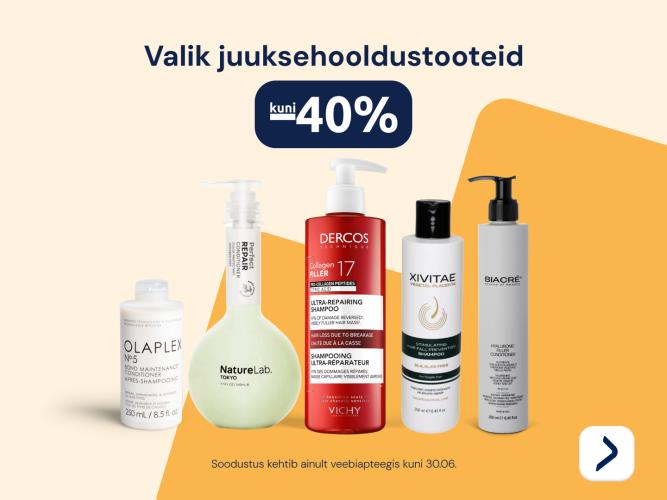 Valik juuksehooldustooteid kuni  40%
