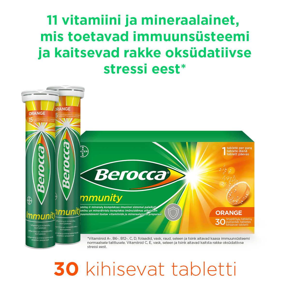 BEROCCA IMMUNITY KIHISEVAD TBL N30