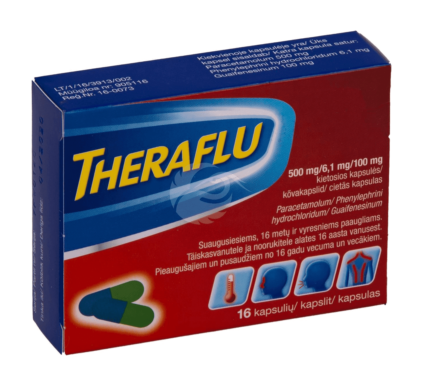 THERAFLU KÕVAKAPSEL 500MG+100MG+6.1MG N16