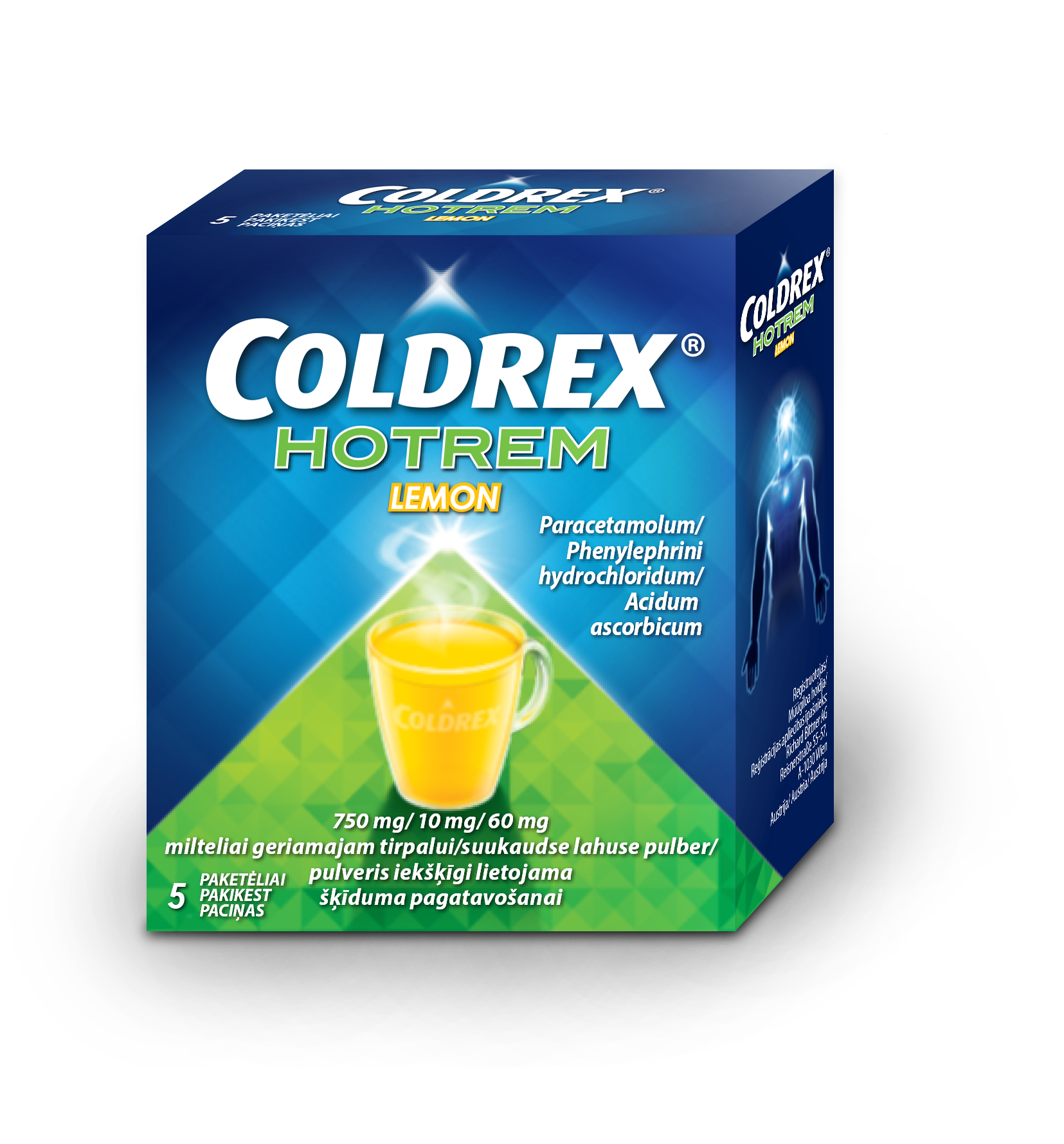 COLDREX HOTREM LEMON SUUKAUDNE LAHUSE PULBER 750MG+10MG+60MG N5