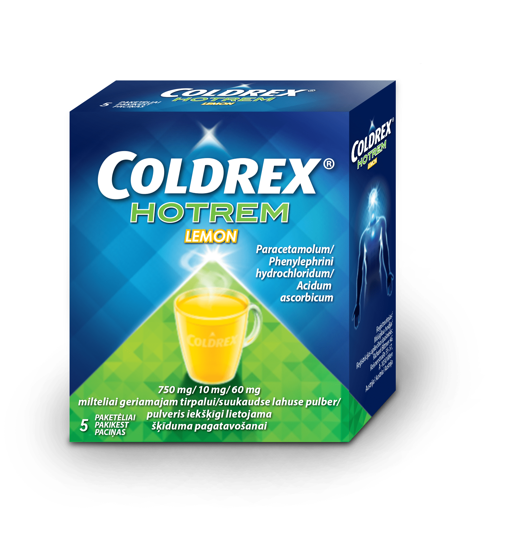 COLDREX HOTREM LEMON SUUKAUDNE LAHUSE PULBER 750MG+10MG+60MG N5