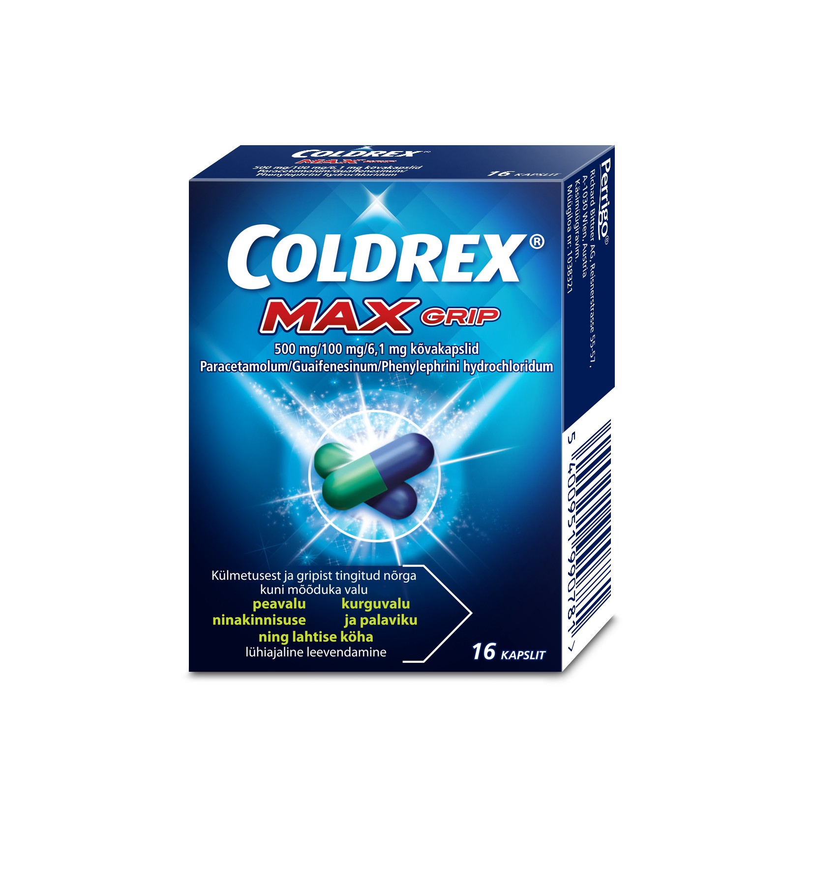 COLDREX MAXGRIP KÕVAKAPSEL 500MG+100MG+6.1MG N16