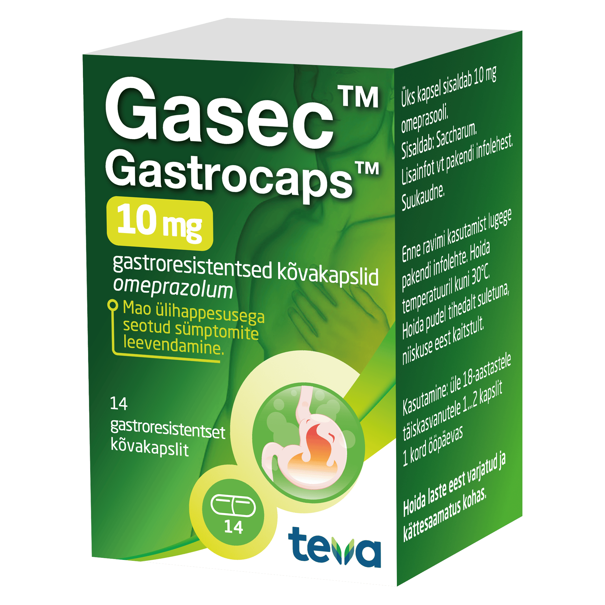 GASEC GASTROCAPS 10 MG GASTRORESIST KÕVAKAPS 10MG N14