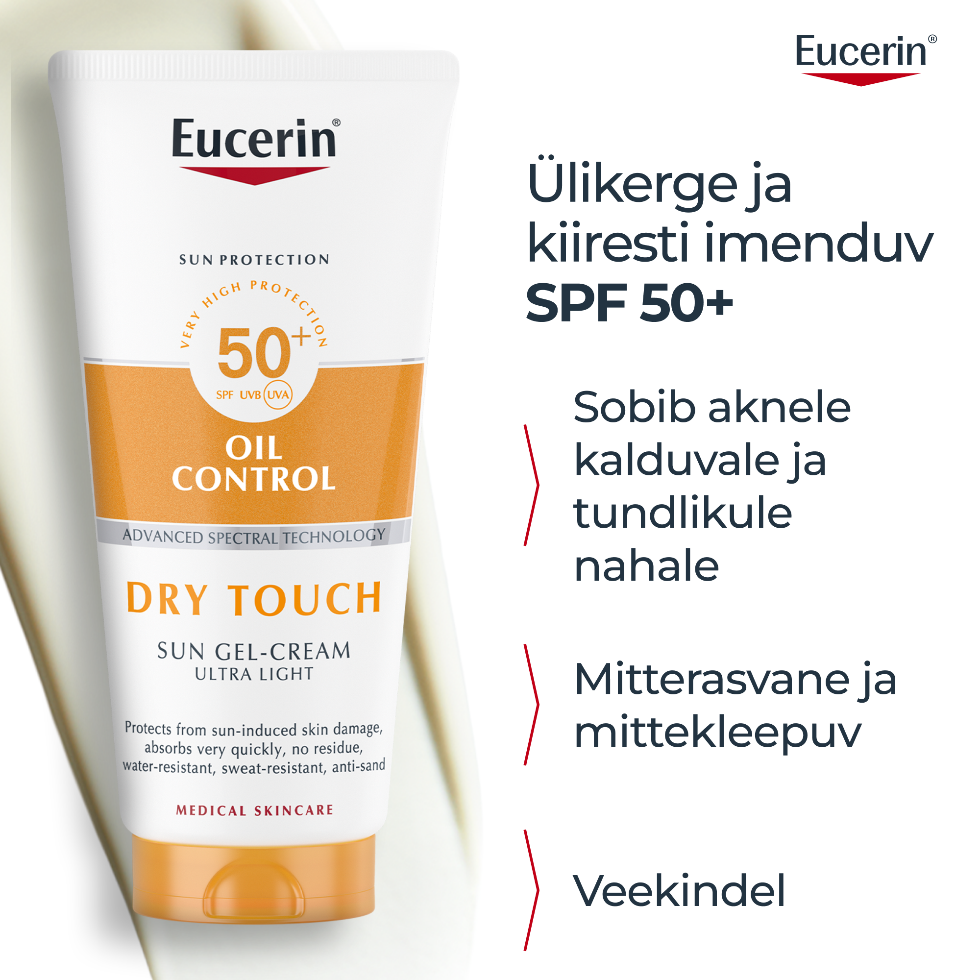 EUCERIN SUN OIL CONTROL PÄIKESEKAITSE GEEL-KREEM SPF50+ 200ML