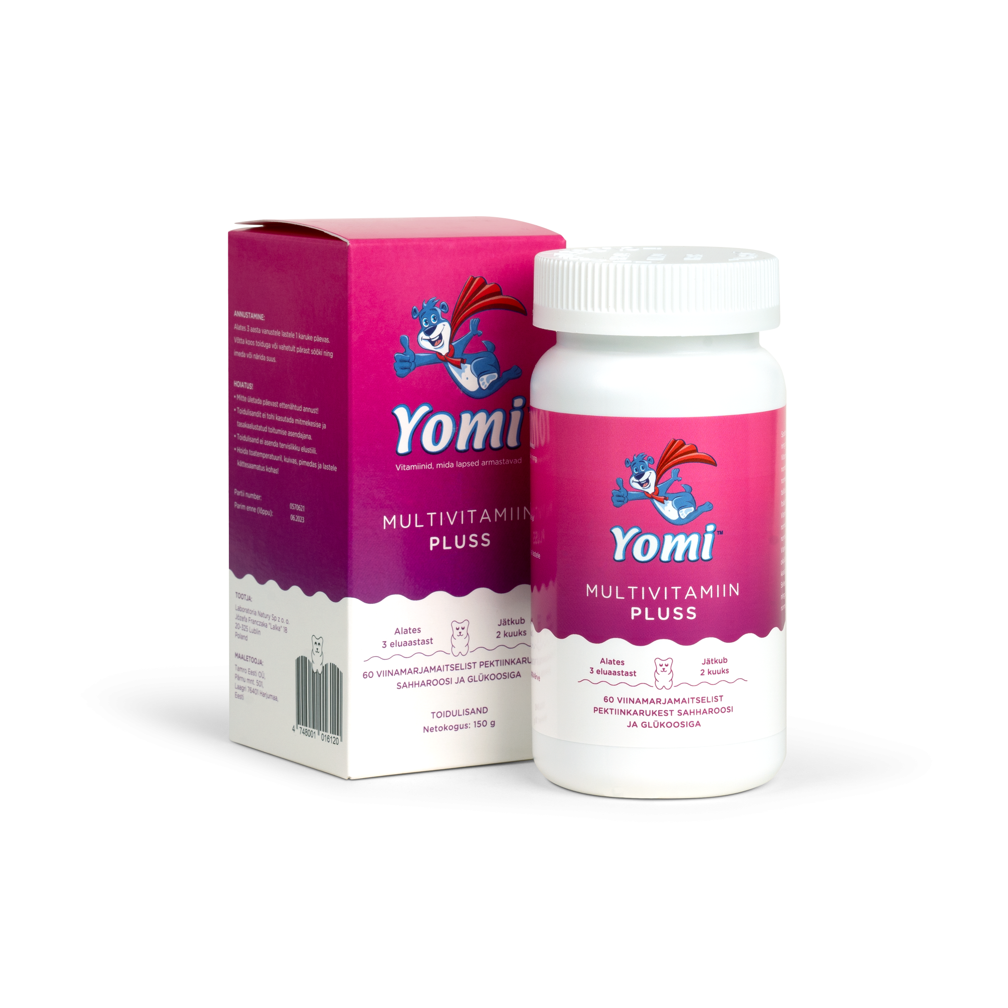YOMI MULTIVITAMIIN PLUSS VIINAMARJAMAITSELINE KARUKE N60