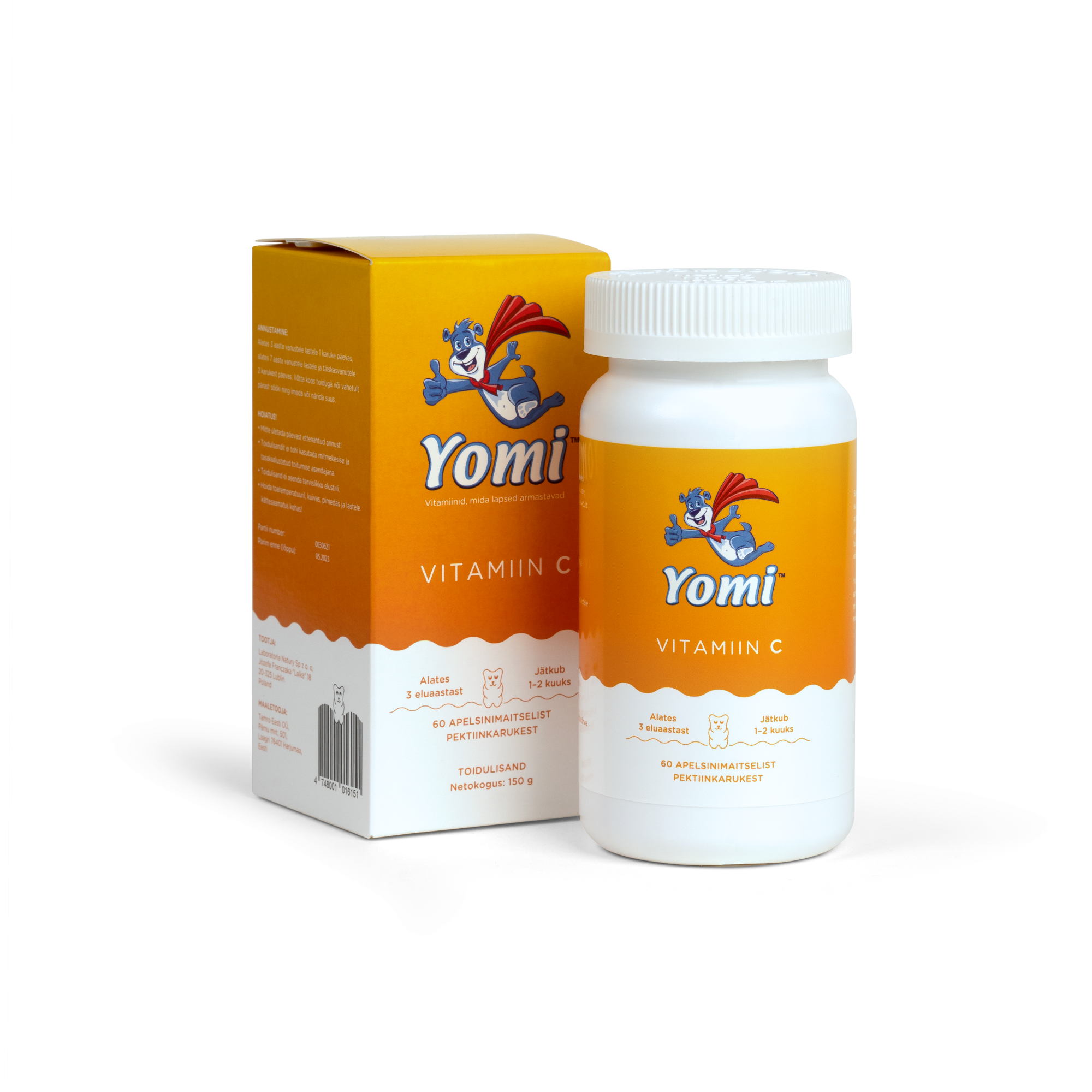YOMI VITAMIIN C APELSINIMAITSELINE KARUKE N60