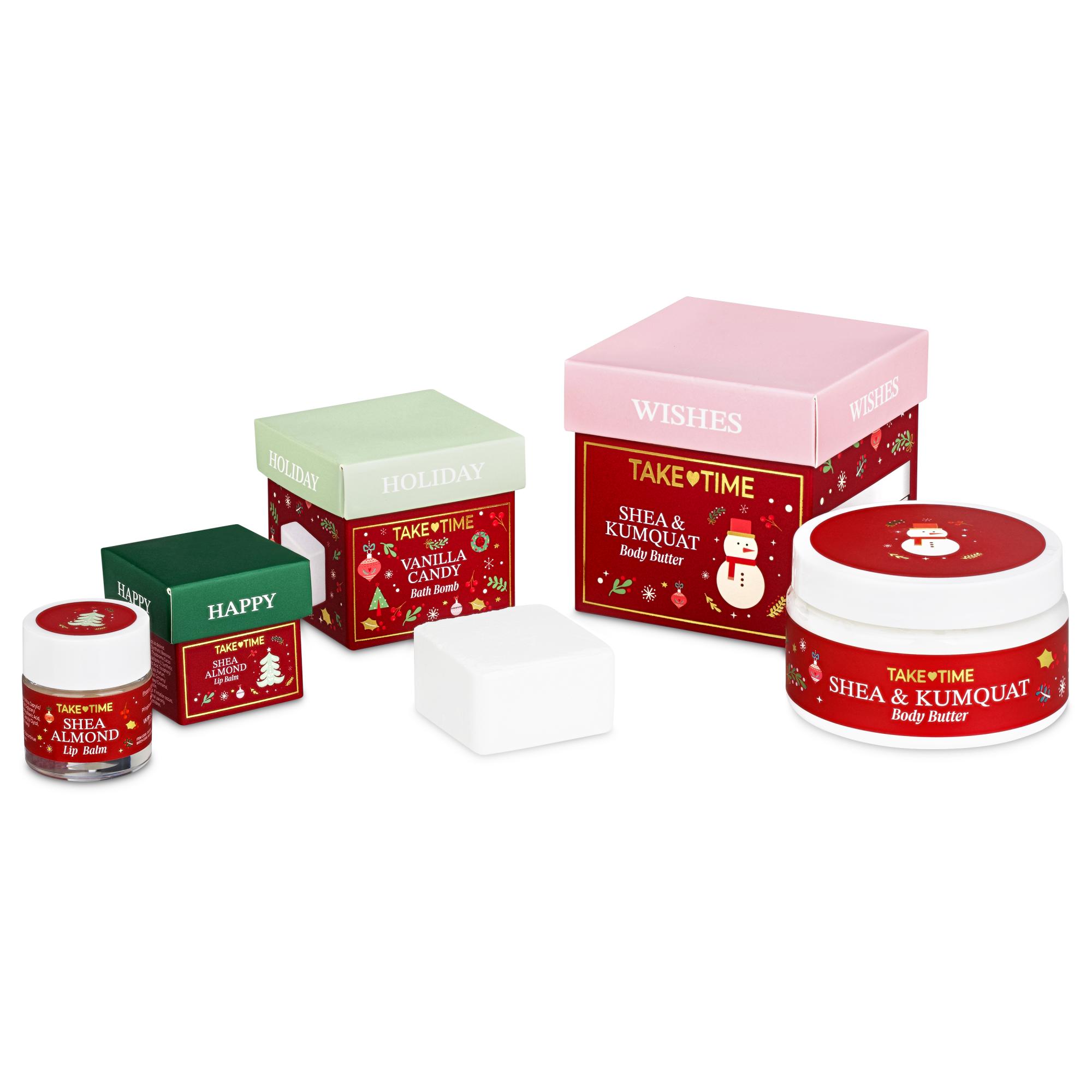 TAKE TIME BOX SET HUULEPALSAM 7,5G + VANNIPOMM 40G + KEHAVÕI 100ML