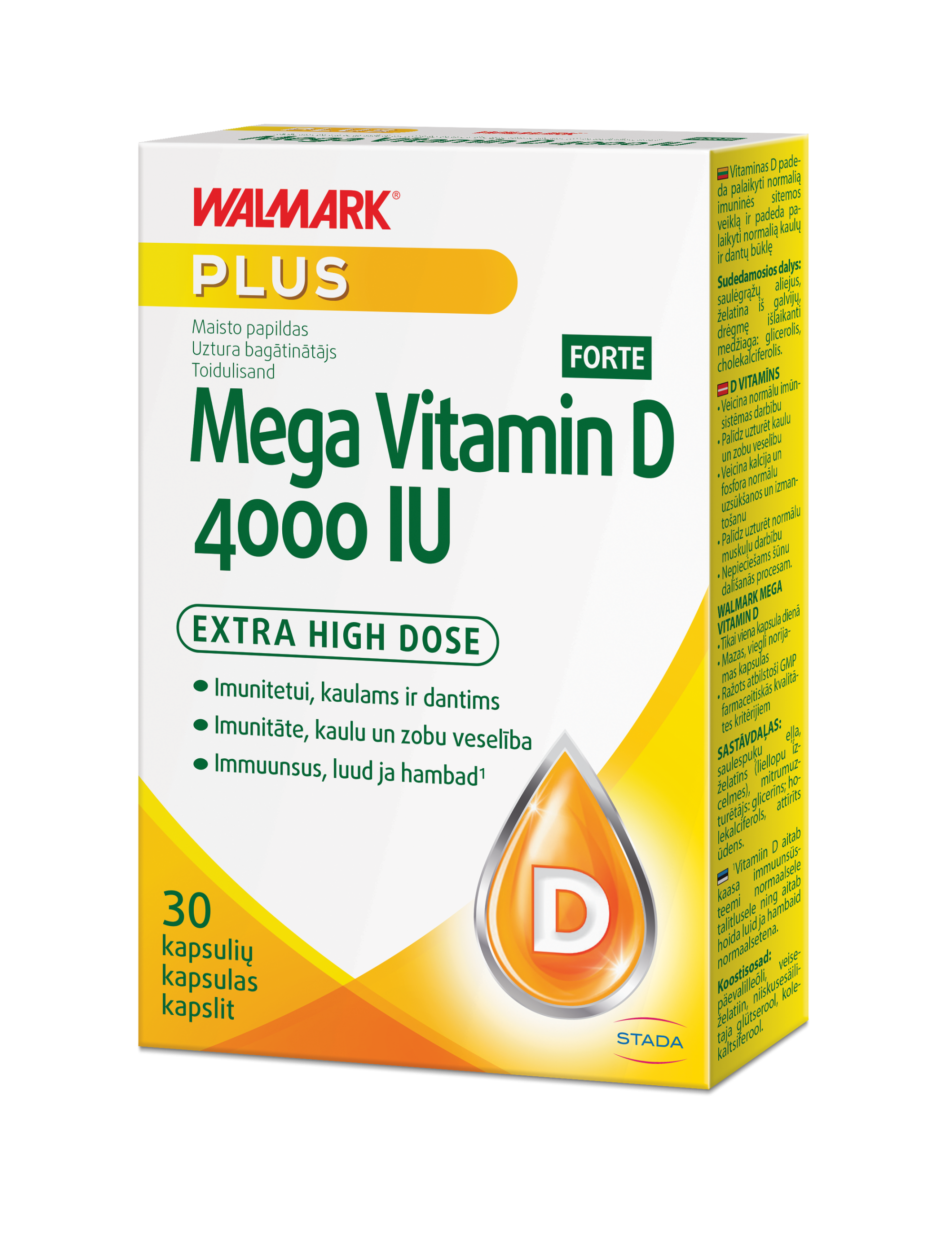 WALKMARK MEGA VITAMIN D FORTE KAPSLID 4000IU N30