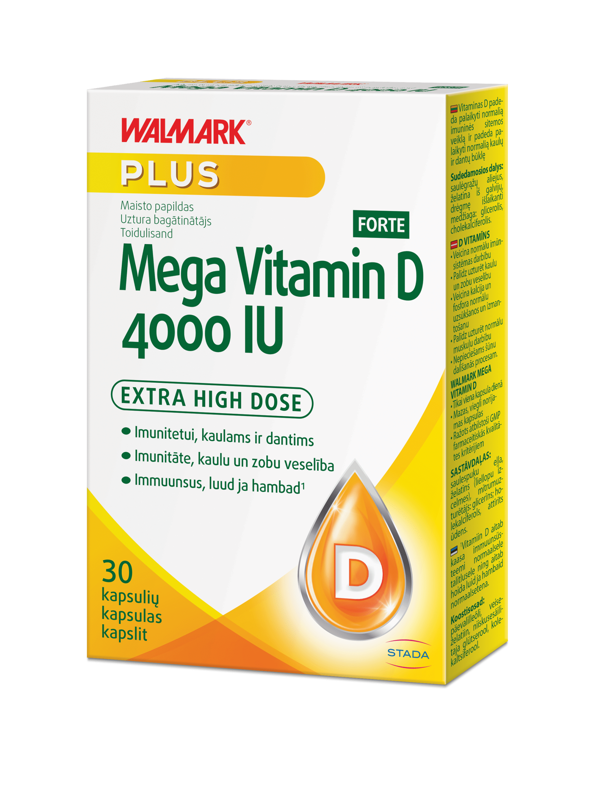 WALKMARK MEGA VITAMIN D FORTE KAPSLID 4000IU N30