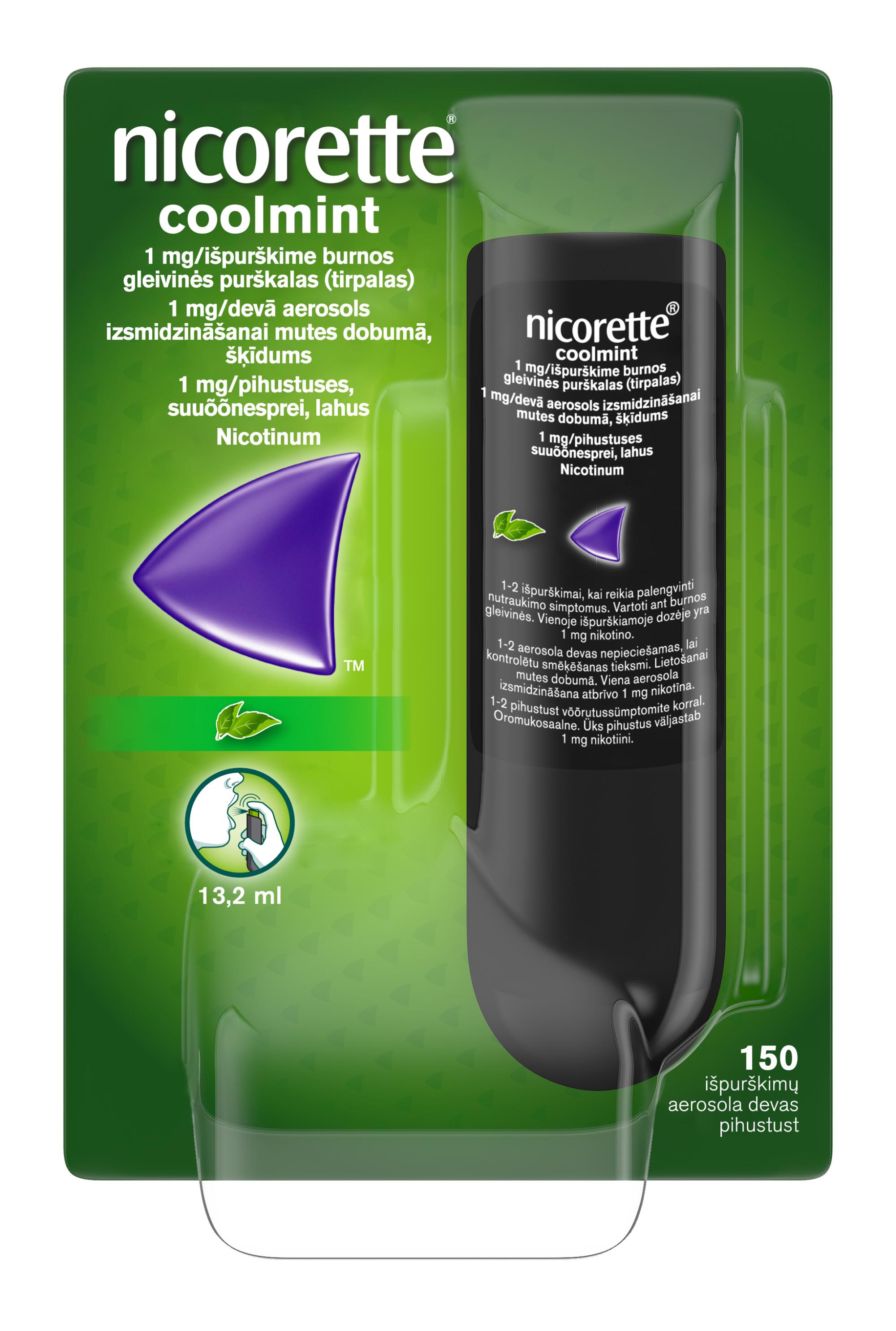 NICORETTE COOLMINT SUUÕÕNESPREI LAHUS 1MG 1PIHUSTUS 150PIHUSTUS N1