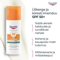 EUCERIN SUN PÄIKESEKAITSE GEEL-KREEM NÄOLE SPF50 50ML