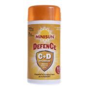 MINISUN DEFENCE D+C NÄRIMISTABLETT 250MG+25MCG APELSINI N60
