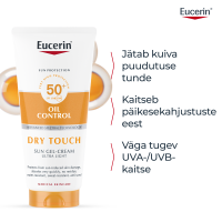 EUCERIN SUN OIL CONTROL PÄIKESEKAITSE GEEL-KREEM SPF50+ 200ML