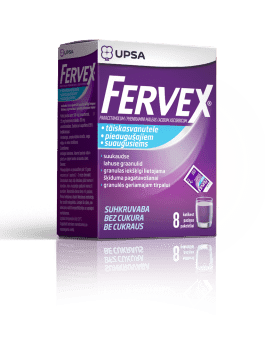 FERVEX (SUHKRUVABA) SUUKAUDNE LAHUSE GRAANULID 500MG+25MG+200MG N8
