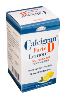 CALCIGRAN FORTE D LEMON NÄRIMISTABLETT 500MG+800RÜ N60