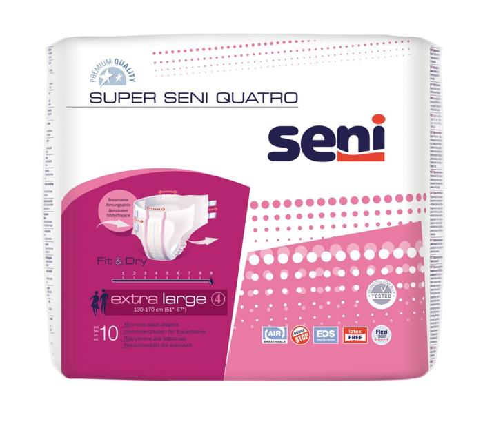 SENI SUPER QUATRO PÜKSMÄHKMED TAKJAKINNITUSEGA XL 4000ML N10