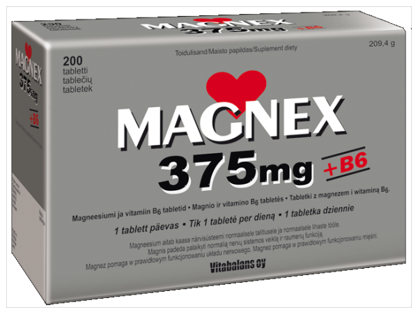 MAGNEX + VITAMIIN B6 TBL 375+2,2MG N200