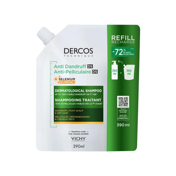 VICHY DERCOS ŠAMPOON KÕÕMAVASTANE KUIVADELE JUUSTELE TÄITEPAKEND 390ML