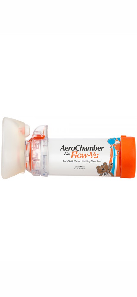 AEROCHAMBER PLUS FLOW-VU VÄIKESE MASKIGA VAHEMAHUTI LASTELE 0-18 K