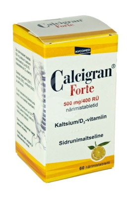 CALCIGRAN FORTE NÄRIMISTABLETT 500MG+400RÜ N60