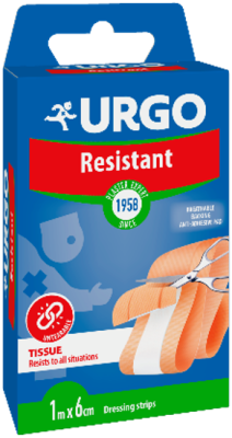 URGO RESISTANT PLAASTER 6CMX1M TEKSTIIL NAHAVÄRVI