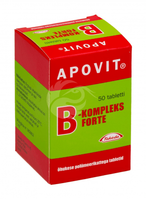 APOVIT B-KOMPLEKS FORTE ÕHUKE POLÜMEERKATTEGA TBL 15MG+60MG+15MG+30MG+15MG N50