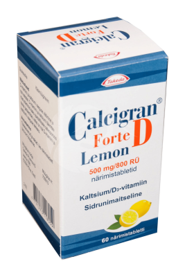 CALCIGRAN FORTE D LEMON NÄRIMISTABLETT 500MG+800RÜ N60