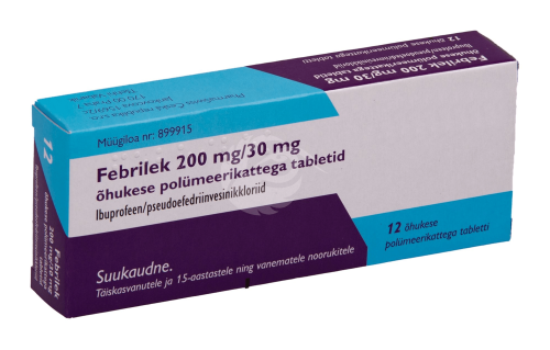 FEBRILEK ÕHUKE POLÜMEERKATTEGA TBL 200MG+30MG N12