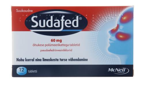 SUDAFED ÕHUKE POLÜMEERKATTEGA TBL 60MG N12