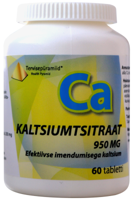 TERVISEPÜRAMIID KALTSIUMTSITRAAT TBL 950MG N60