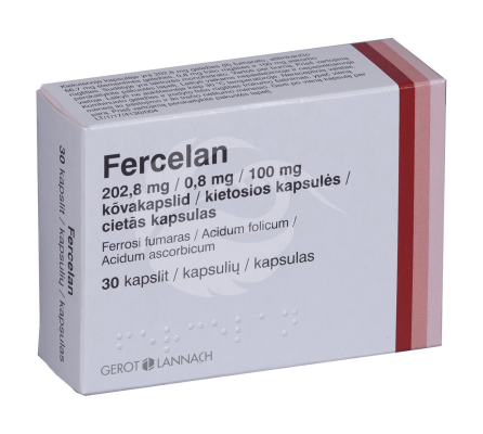 FERCELAN KÕVAKAPSEL 202.8MG+0.8MG+100MG N30