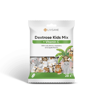 LIVSANE GLÜKOOSI NÄRIMISTABLETID MIX VITAMIIN C-GA LASTELE N28