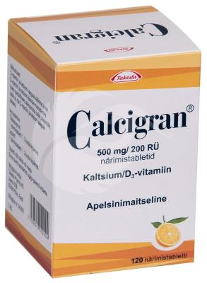 CALCIGRAN NÄRIMISTABLETT 500MG+200RÜ N120