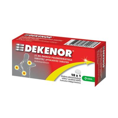 DEKENOR ÕHUKE POLÜMEERKATTEGA TBL 25MG N10