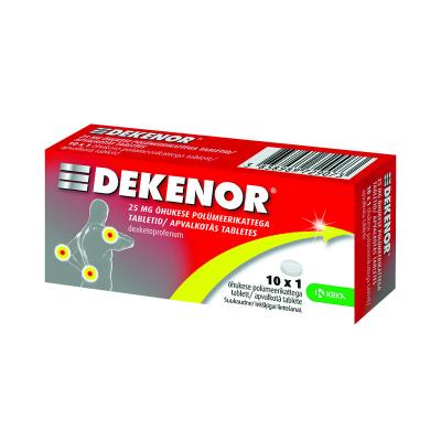 DEKENOR ÕHUKE POLÜMEERKATTEGA TBL 25MG N10