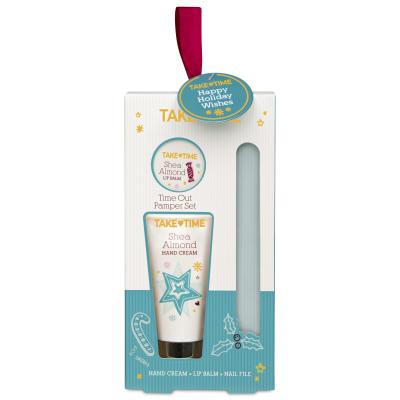 TAKE TIME HUULEPALSAM 7G + KÄTEKREEM 50ML + KÜÜNEVIIL