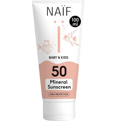 NAIF PÄIKESEKAITSEKREEM MINERAALNE SPF50 BEEBIDELE/LASTELE 100ML
