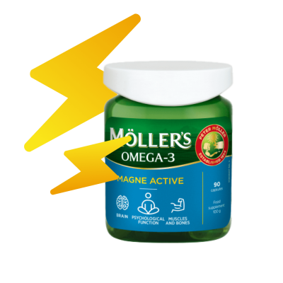 MÖLLER'S OMEGA-3 MAGNE ACTIVE KAPSLID N90