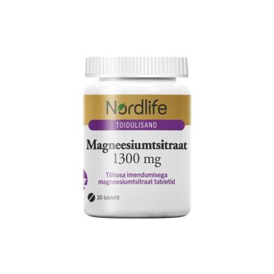 NORDLIFE MAGNEESIUMTSITRAAT TBL 1300MG N30