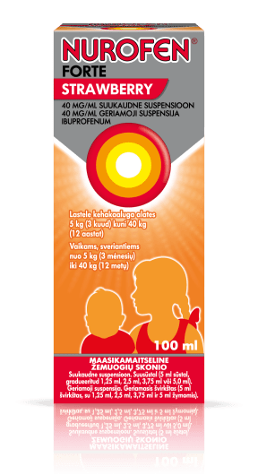 NUROFEN FORTE STRAWBERRY SUUKAUDNE SUSPENSIOON ENSOON 40MG 1ML 100ML N1