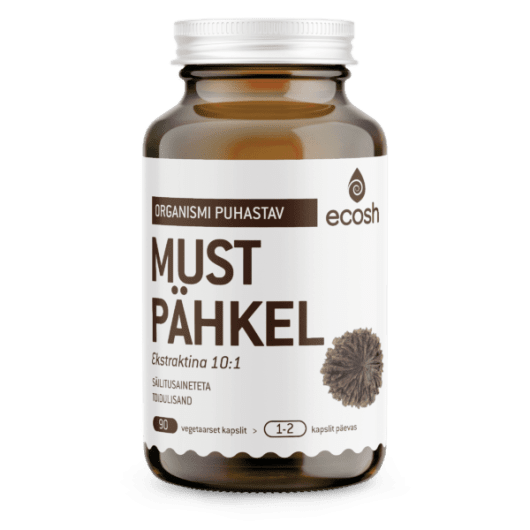ECOSH LIFE MUSTA PÄHKLI EKSTRAKT KAPSLID N90