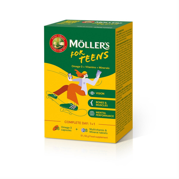 MÖLLER'S TEENS KALAÕLI KAPSLID +MULTIVITAMIINI TBL N28+N28