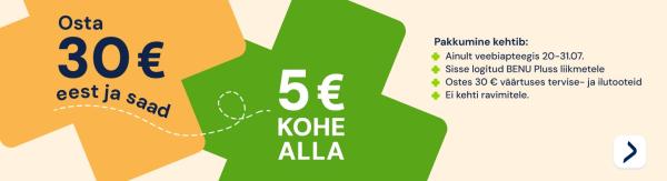 Ostes 30 euro eest tervise või ilutooteid, saad samalt ostult 5 eurot tagasi