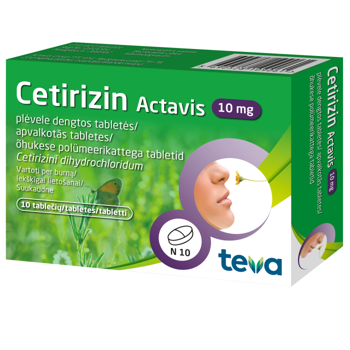 CETIRIZIN ACTAVIS ÕHUKE POLÜMEERKATTEGA TBL 10MG N10