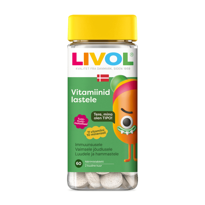 LIVOL VITAMIINID LASTELE NÄRIMISTBL TUTTI-FRUTTI N60