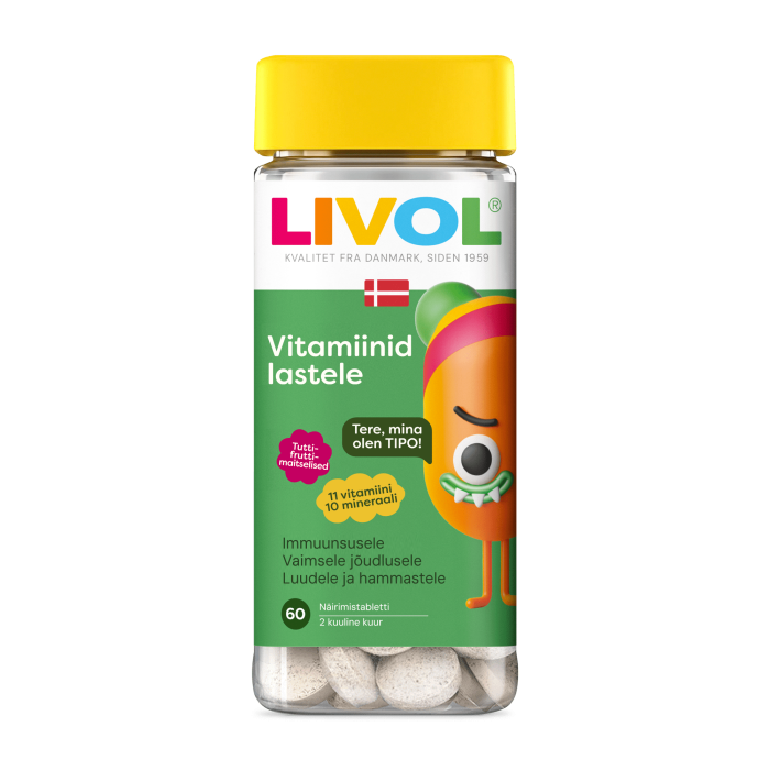 LIVOL VITAMIINID LASTELE NÄRIMISTBL TUTTI-FRUTTI N60